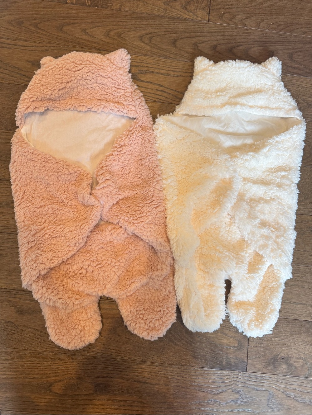 Plush Sherpa Baby Wrap One-Piece - Pink and Cream